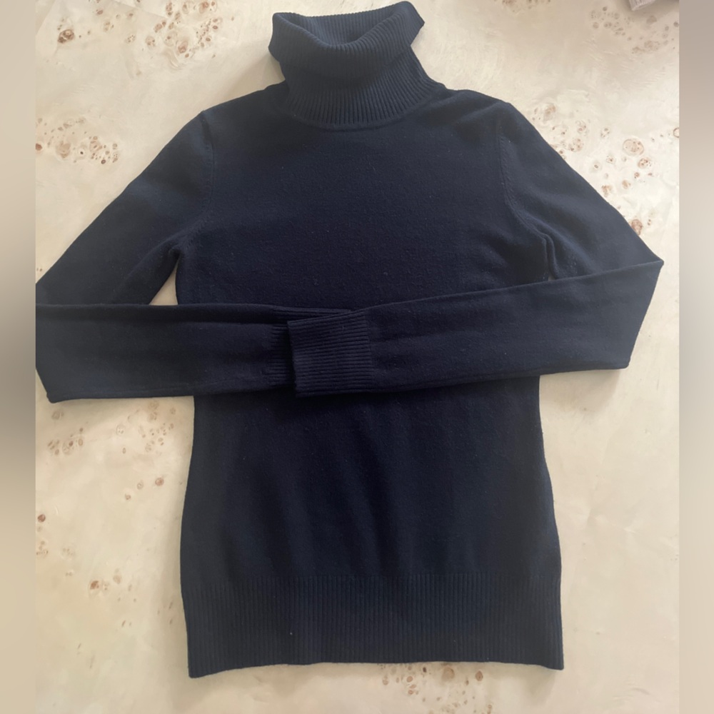 Black fitted turtleneck sweater